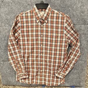 Brooks Brothers Shirt Mens SM‎ Red Plaid Red Fleece Cotton Oxford Preppy EUC